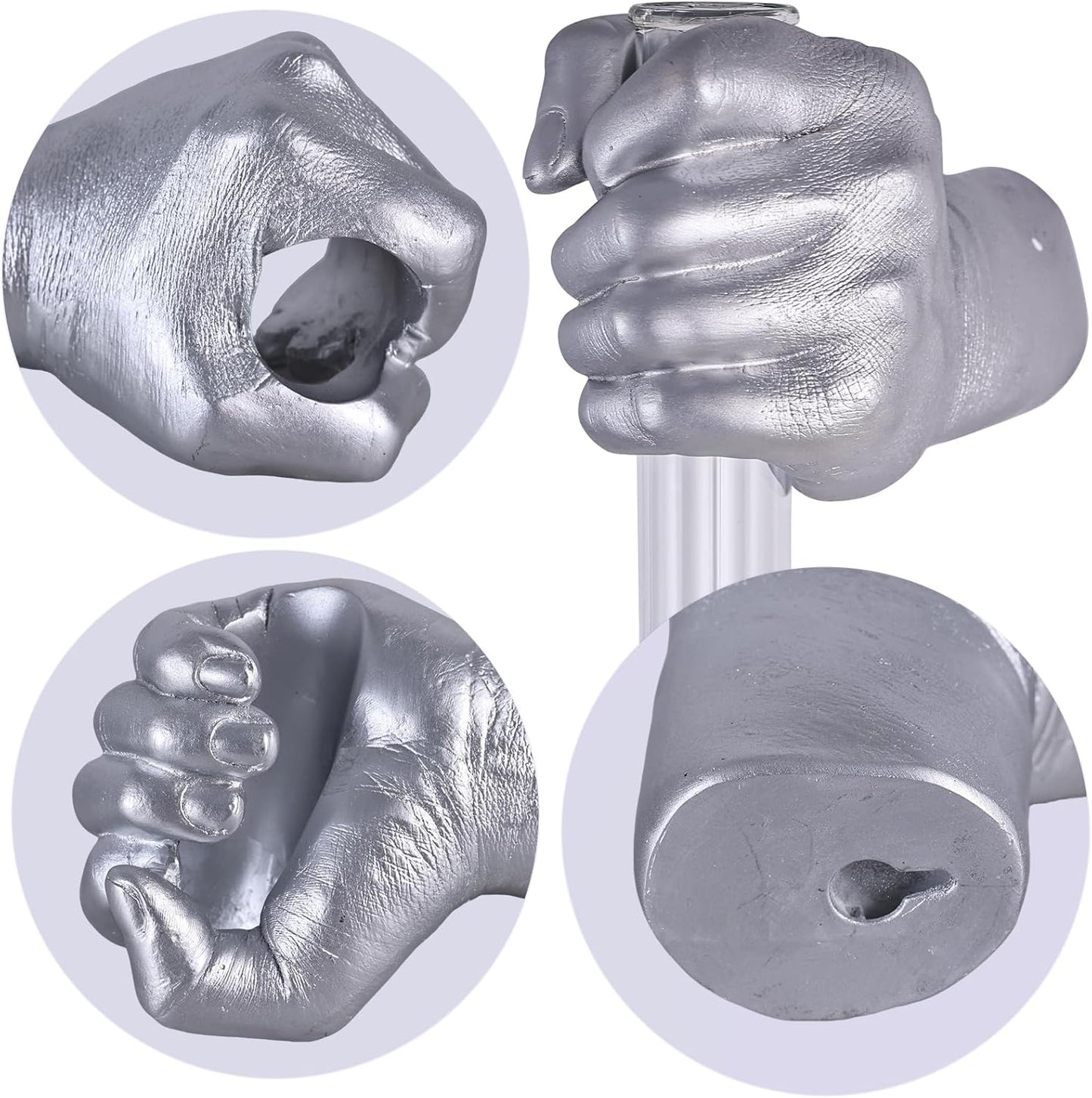 Silvery Wall Sculptures, Hand Vases Home Decor, Wall Mount Art Sculpture, Unique Wall Art Statue, Funky Flower Vase Decorations, Modern Eclectic Hanging Decor,Glass Test Tube Vase (Silvery)