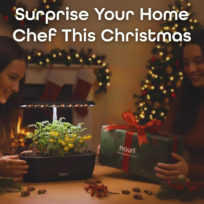 Nouri 12 Pod APP Smart Garden for Home Cooks with Heirloom Salad | Hydroponics Growing System Kit | LED Grow Lights | Indoor Gardening System | Herb Garden Planter Indoor Kit | Gifts for Women & Men