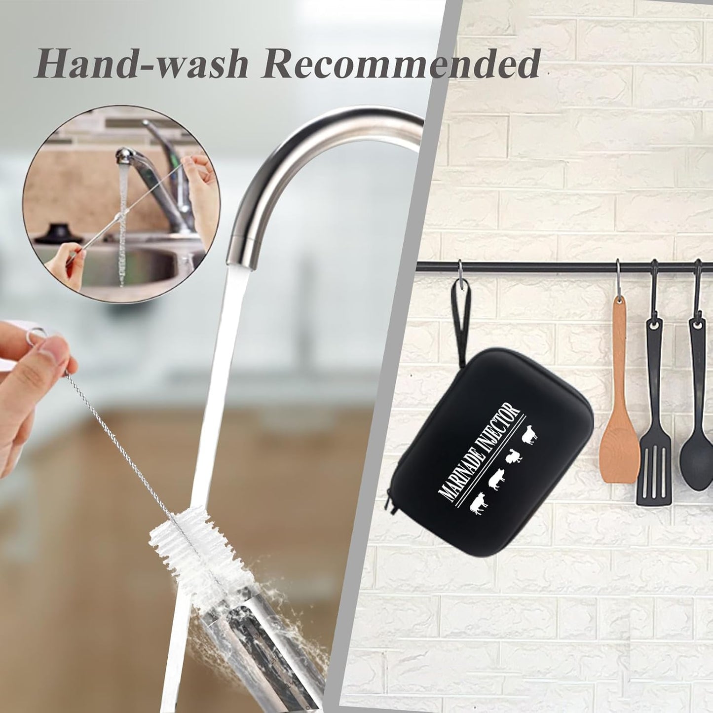 Meat Injector BBQ Injection Kit, Marinade Cajun Seasoning Flavor Syringe Injector for Cooking Grill Smoker Barbecue in Chicken Turkey Beef with 3 Syringe Needles, User Manual, E-Book