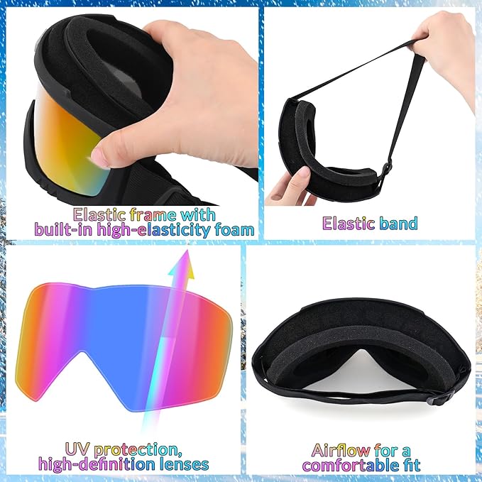 Ski Goggles, Snowboard Goggles for Men Women Kids, Skiing Snowboard Motorcycle Glasses for Adult Youth