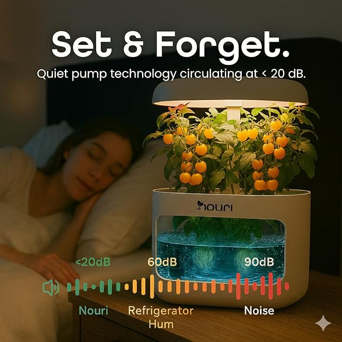 Nouri 5 Pod APP Smart Garden for Home Cooks with Heirloom Salad | Hydroponics Growing System Kit | LED Grow Lights | Indoor Gardening System | Herb Garden Planter Indoor Kit | Gifts for Women & Men