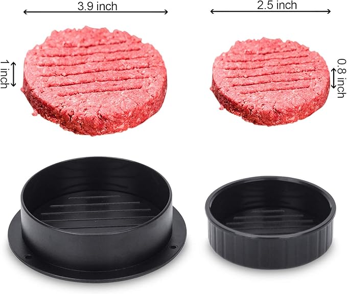 Burger Press, Hamburger Press Patty Maker With 100Pcs Hamburger Patty Paper, 3 in 1 Non Stick Patty Mold for Stuffed Burgers, Sliders, Veggie Beef Burger, Kitchen Barbecue Tool Grilling Accessories