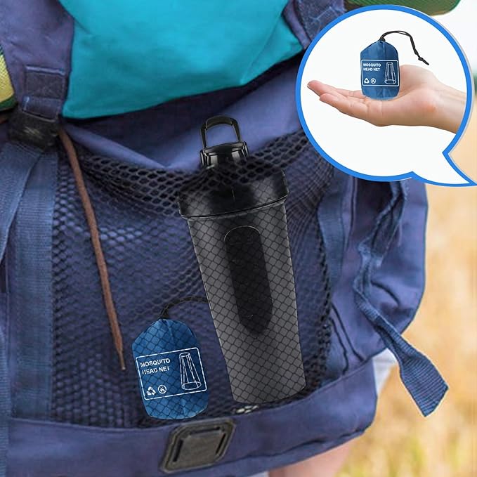 South to East Premium Mosquito Head Net for Insect 2 Pack, Ultra Clear View, Extra Fine Holes, Chemical-Free Fly & Bug Protection for Camping, Hiking, Fishing, Safari, Fit All Hats for Men & Women