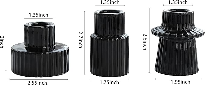 Vixdonos Taper Glass Candlestick Holders Tealight Candle Holders for Table Centerpieces, Wedding Decor and Dinner Party (6 Pcs, Black)