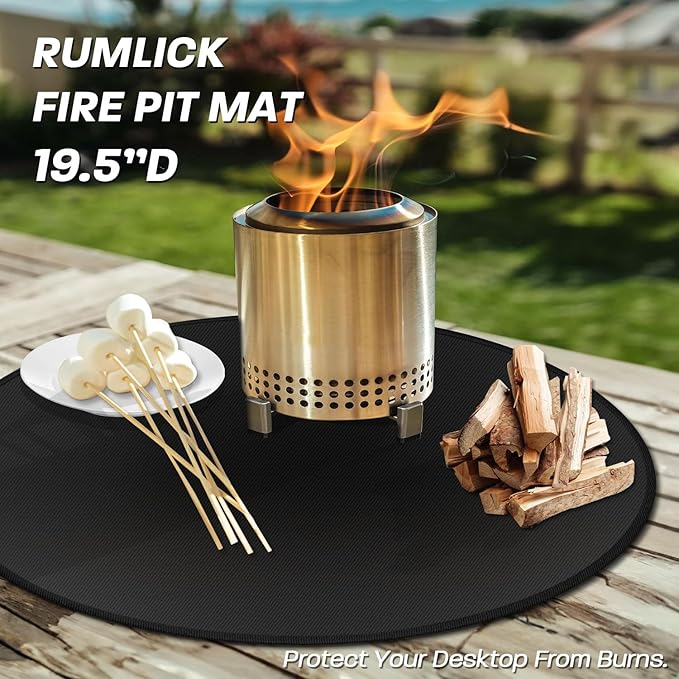 19.5" Fire Pit Mat for Solo Stove Mesa, Oil and Waterproof Round Tabletop Under Fire Pit Mat, Portable Camping Stove Mat for Solo Stove Accessories