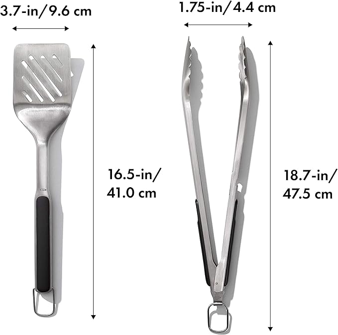 OXO Good Grips Grilling Tools, Tongs and Turner Set, Black