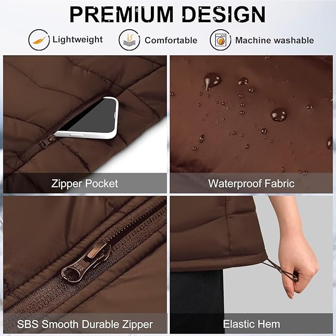 KOVNLO Heated Vest Women, (Battery Pack Not Included) Smart Controller With Lights-out, Electric Warming Heated Jackets