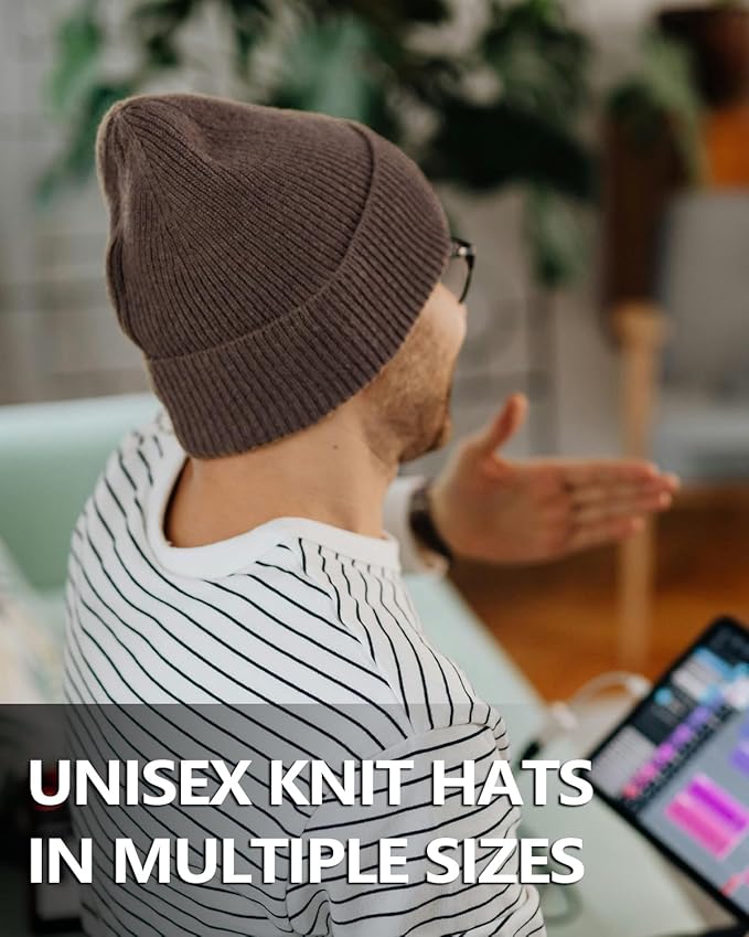 Zylioo Oversize Beanie Hats, XXL Big Size Ribbed Knit Cuffed Winter Hat for Cold Weather, Warm Skull Watch Cap