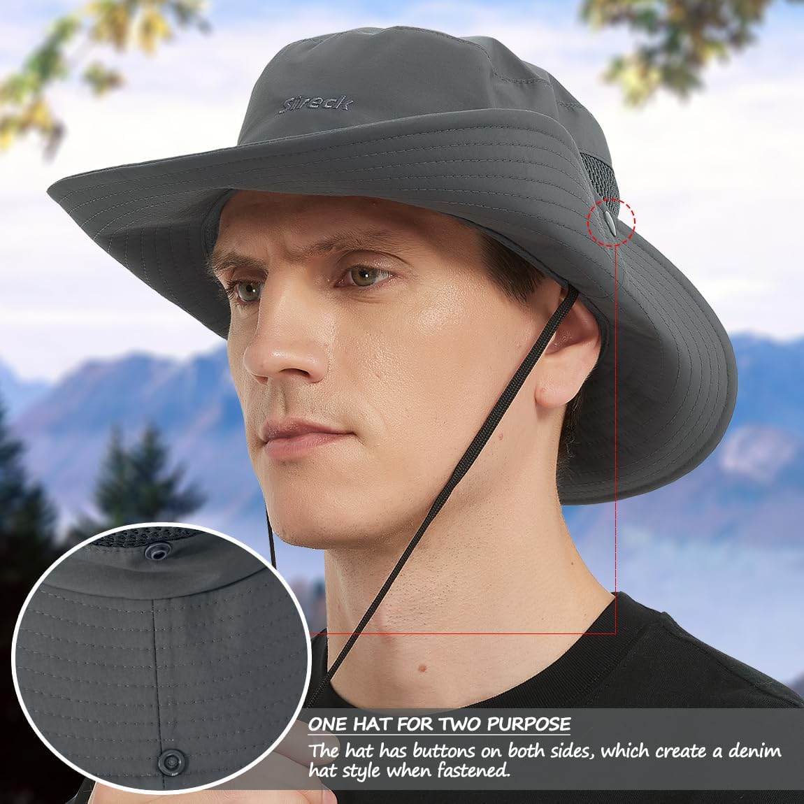 Fishing Hat, UPF50+ Wide Brim Sun Hat for Men Women, UV Protection Hiking Beach Bucket Hats Summer Safari Hat