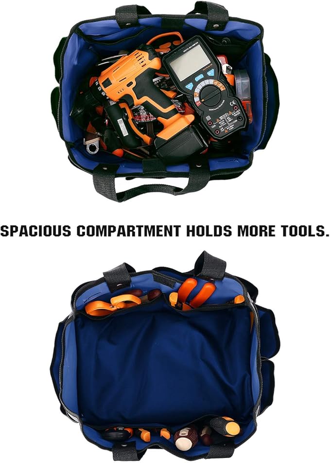 Housolution Gardening Tote Bag, Deluxe Garden Tool Storage Bag and Home Organizer with Pockets, Wear-Resistant & Reusable, 14 Inch, Blue