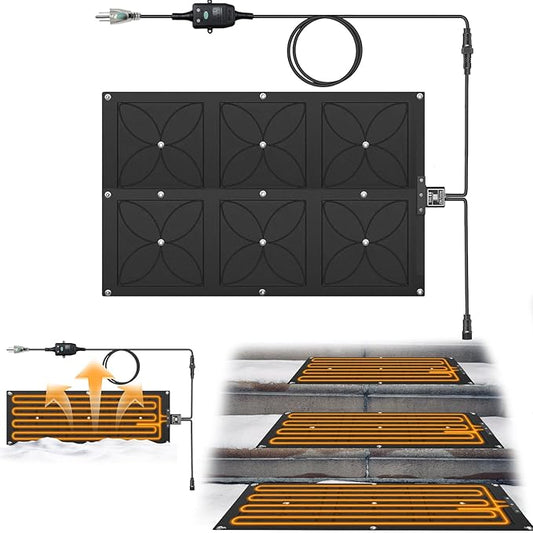 20" x 30" Heated Snow Melting Mat, 7mm Thickening Anti-Slip Rubber Snow and Ice Melting Mat, Electric Winter Heating Mat for Outdoor Steps,Stairs,Sidewalks,Walkways (Pack of 1)