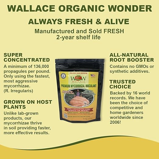 Wallace Organic Wonder Mycorrhizal Inoculant (10 lbs) - Mycorrhizal Fungi - Super Concentrated - Fresh Mycorrhizae for Plants, Garden Soil, & Potting Soil - Organic Root Stimulator for Plant Growth