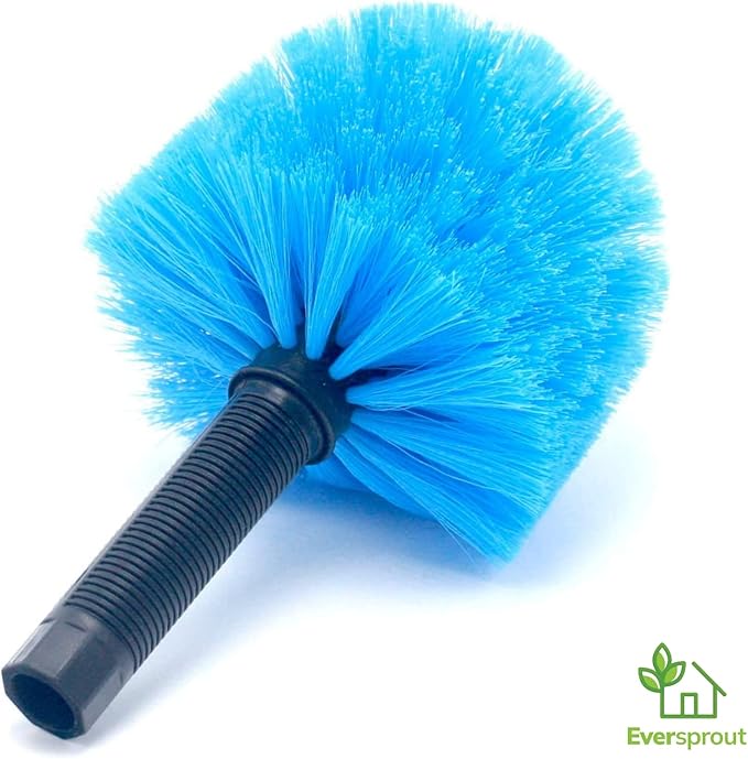 EVERSPROUT Twist-On Cobweb Duster | Hand Packaged to Protect Bristles | Indoor & Outdoor Brush Attachment | Fits Standard Acme Threaded Poles | Brush Head with Handle, No Pole (Medium-Stiff Bristles)