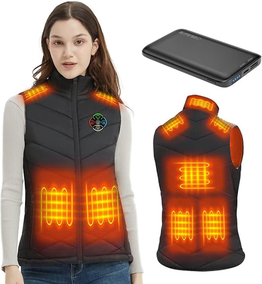 KOVNLO Heated Vest for Women With Battery Pack Included, Smart Button with Light-out Design, Electric Heated Jackets