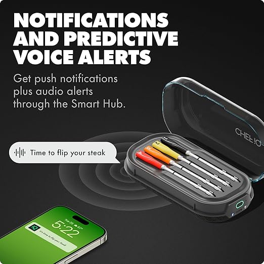 CHEF iQ Sense | Smart Wireless Meat Thermometer | 4 Ultra-Thin Probes | WiFi Unlimited Range | 1000°F Heat Safe | 5 Sensors | BBQ, Grill, Oven, Smoker, Air Fryer | Gen3