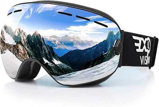 EXP VISION Snowboard Ski Goggles Men Women Youth, Anti Fog OTG Winter Snow Goggles Spherical Detachable Lens