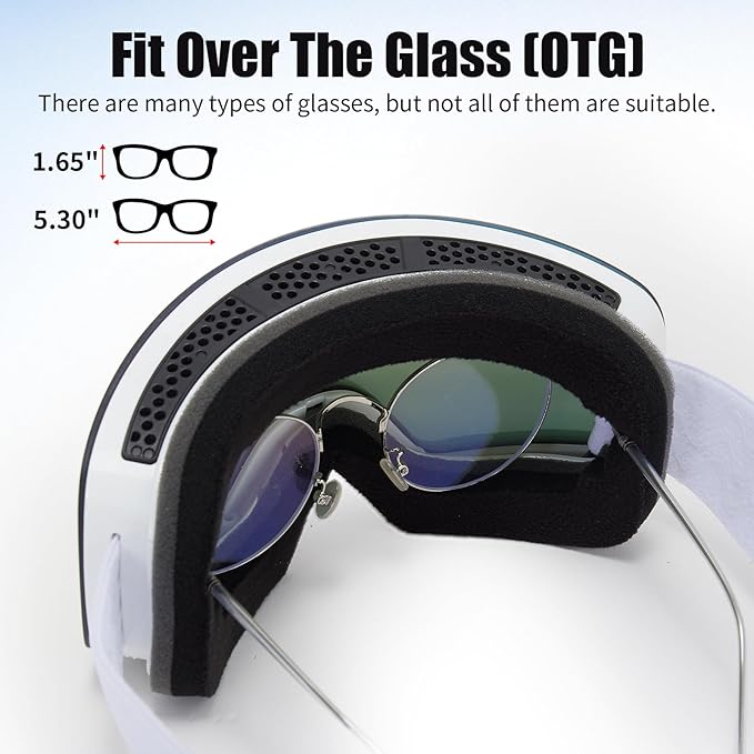 Ski Goggles OTG Snow/Snowboard Goggles Snowboarding Goggles Over Glasses Ski Goggle for Men Women Adult