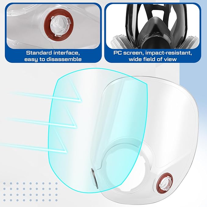 1 Pcs Replacement Parts Lens Compatible with 6000 Series Full Face Respirator and 50 Pcs Peel off Lens Cover Compatible with 6000, 6700, 6800, 6900 Series Full Face Cover, Tool Parts