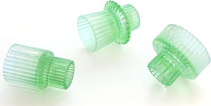Vixdonos Colorful Glass Candlestick Holders Tealight Candle Holder Set for Table Centerpieces, Wedding Decor and Dinner Party (3 Pcs, Green White Gradient)