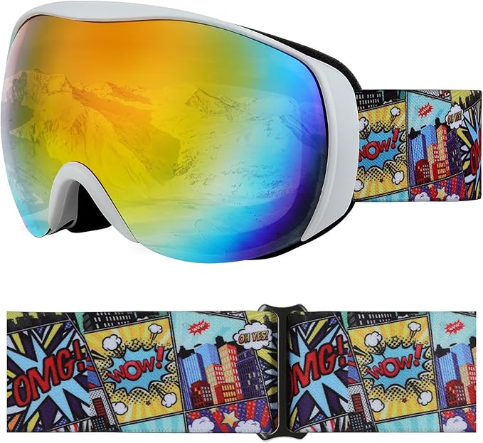 OTG Kids Ski Goggles Kids Snowboard Goggles for Boys Girls Toddler Youth Kid Snow Goggles Anti-Fog UV400 Protection