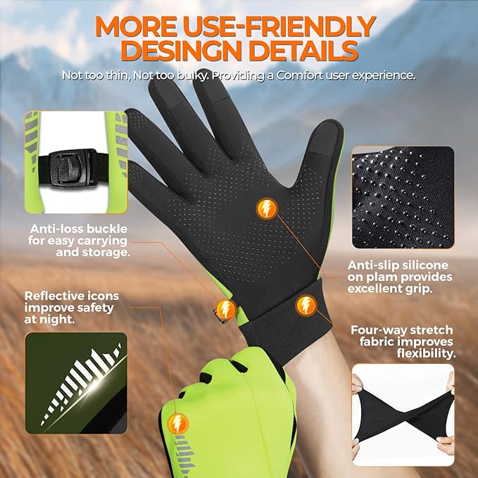 rivmount Winter Gloves Women Men, Cold Weather Touch Screen Liner Glove, Windproof 3-Layers, for Running, Cycling, Biking, Hiking, Driving