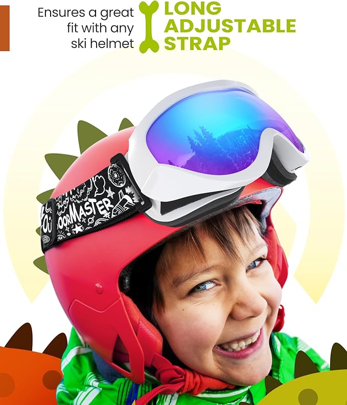OutdoorMaster Kids Ski Goggles - Helmet Compatible Snow Goggles for Boys & Girls with 100% UV Protection