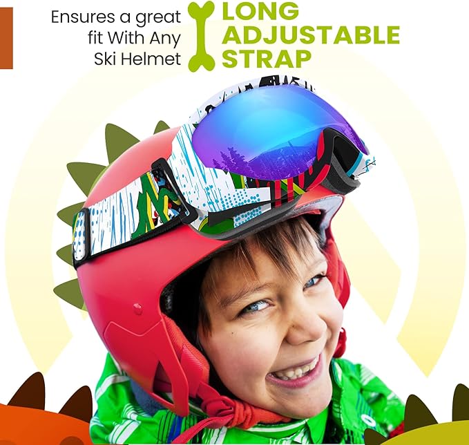OutdoorMaster Kids Ski Goggles - Helmet Compatible Snow Goggles for Boys & Girls with 100% UV Protection