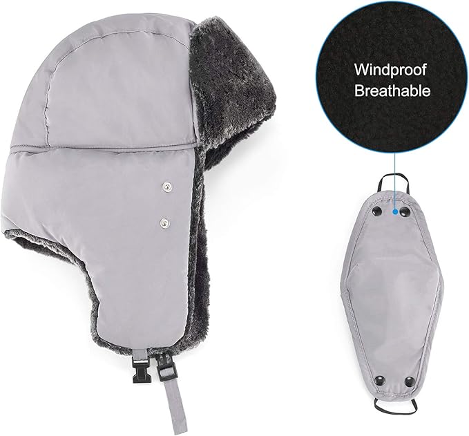 mysuntown Winter Hats for Women Men Trapper Ushanka Hat with Ear Flaps Warm Russian Bomber Hats for Cold Weather