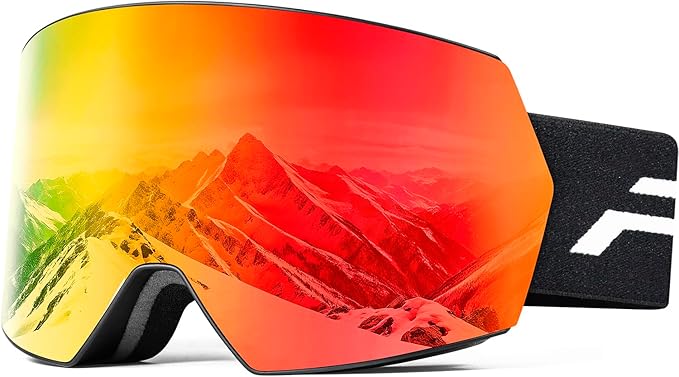 Ski Goggles for Men Women,Frameless UV Protection OTG Anti-fog Snowboard Snow Skating Goggles