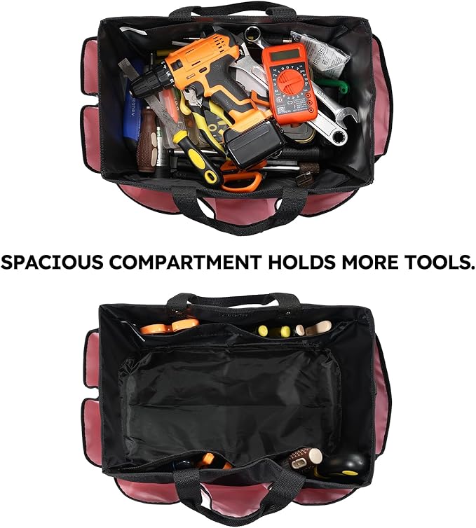 Housolution Gardening Tote Bag, Deluxe Garden Tool Storage Bag and Home Organizer with Pockets, Wear-Resistant & Reusable, 14 Inch, Pink