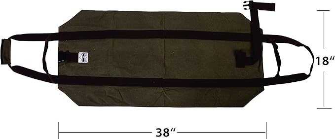 Heavy Duty Waxed Canvas Firewood Log Carrier Bag Tote – Unique Dual Handles allow Secure Comfortable grip with various load sizes. Cinch Strap holds all wood in place (Olive/Brown)