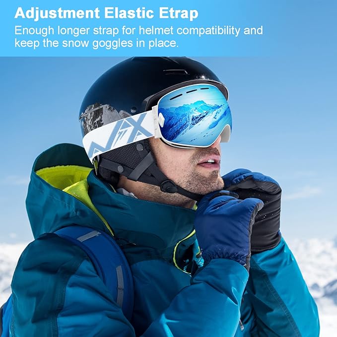 EXP VISION Snowboard Ski Goggles Men Women Youth, Anti Fog OTG Winter Snow Goggles Spherical Detachable Lens