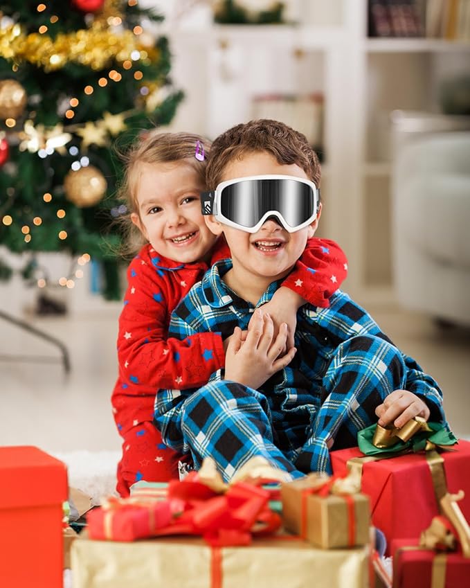SNOWER Kids Ski Goggles, Anti-Fog Snow Goggles with OTG Design, 100% UV Protection, HD Lens for Kids Boys Girls