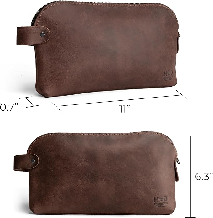 Hide & Drink, Large Rustic All Purpose Utility Bag for Cords & Chargers, Travel Bag, Multi-Purpose Bag, Full Grain Leather
