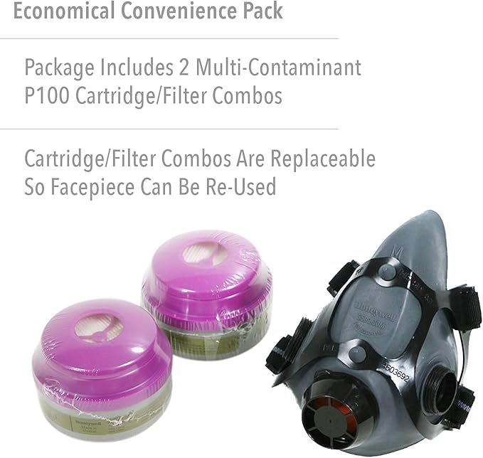 Honeywell Safety Products Multi-Purpose Reusable Half Mask MC/P100 Respirator Convenience Pack, Medium (RWS-54031)