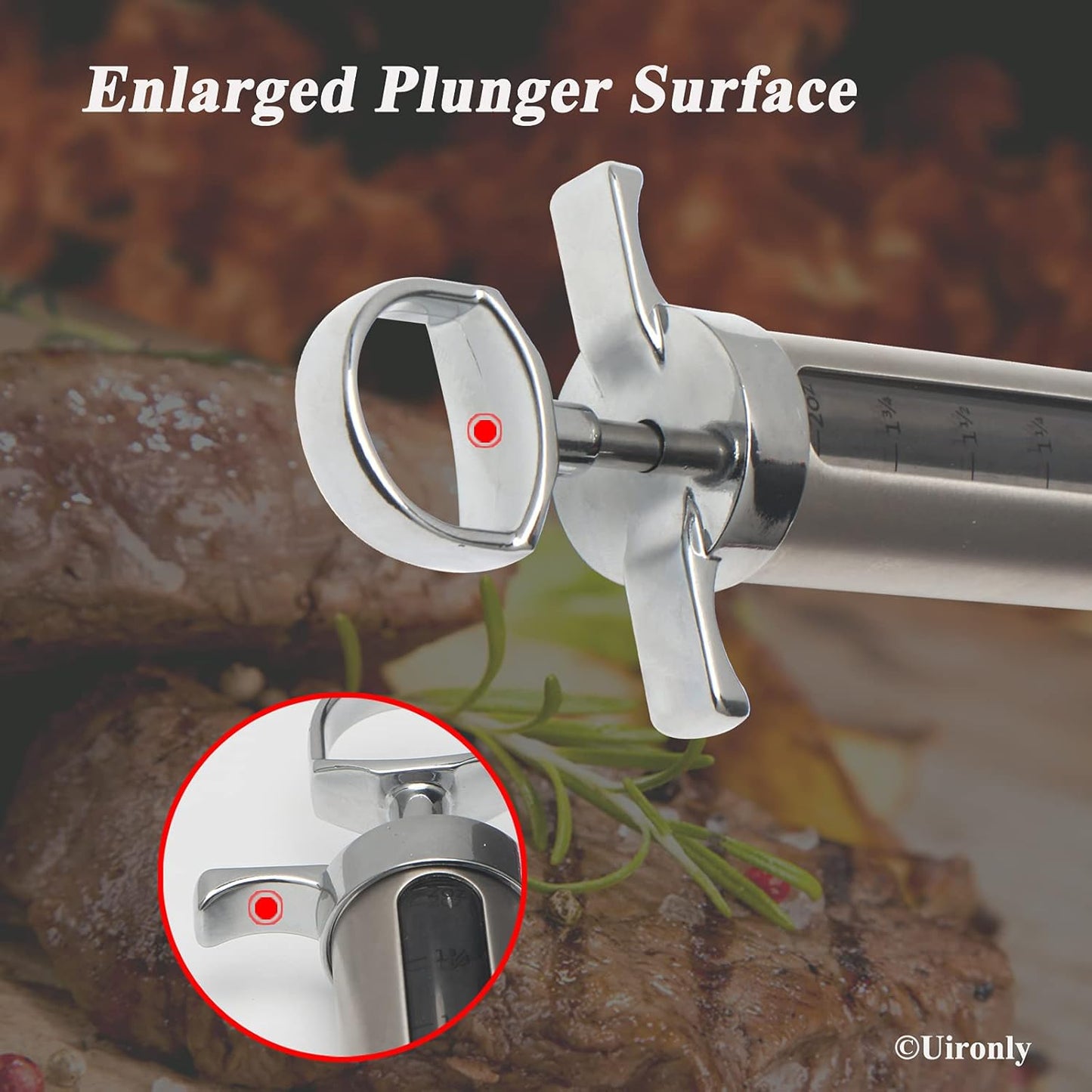 Meat Injector BBQ Injection Kit, Marinade Cajun Seasoning Flavor Syringe Injector for Cooking Grill Smoker Barbecue in Chicken Turkey Beef with 3 Syringe Needles, User Manual, E-Book