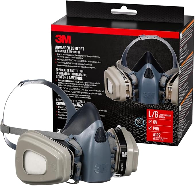 3M Professional Half Mask Organic Vapor, P95 Respirator with Cool Flow Valve, Reusable Respirator, Large