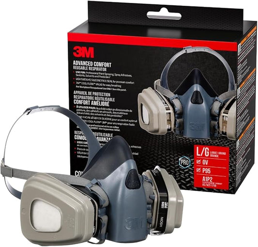 3M Professional Half Mask Organic Vapor, P95 Respirator with Cool Flow Valve, Reusable Respirator, Large