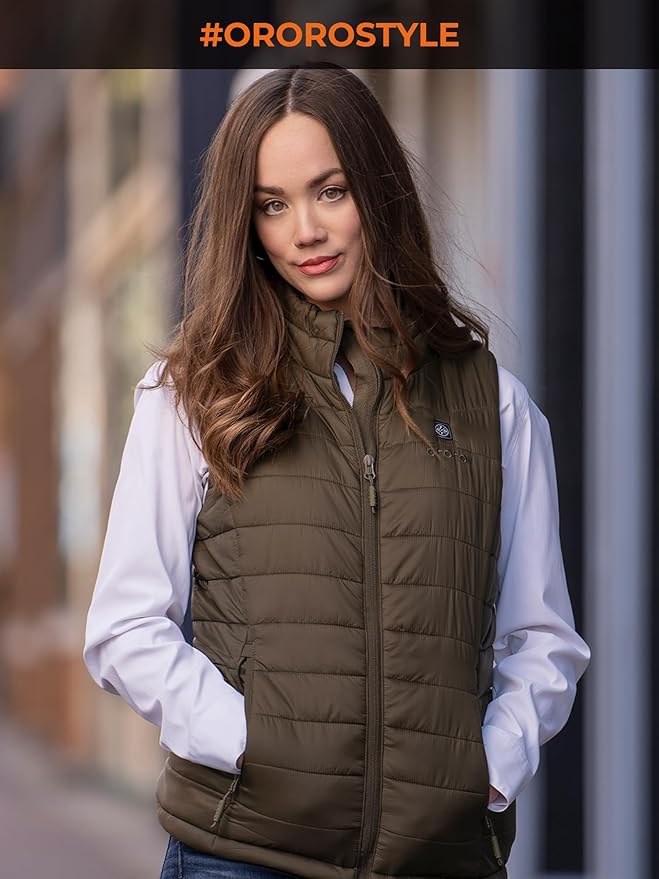 ORORO Women's Lightweight Heated Vest with USB-C Rechargeable Battery, Puffer Classic Heating Vest