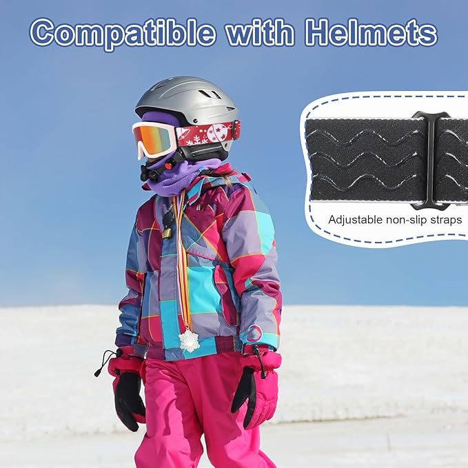 OTG Kids Ski Goggles Kids Snowboard Goggles for Boys Girls Toddler Youth Kid Snow Goggles Anti-Fog UV400 Protection