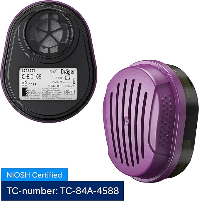 Dräger X-plore Combination Cartridge OV/AG/HF/FM/CD/AM/MA/HS/P100 | 14 Pieces | NIOSH-Approved | for Dräger X-plore 5500 Full-Face Respirator Mask | for Dräger X-plore 3300 & 3500 Half-Face Masks