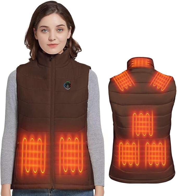 KOVNLO Heated Vest Women, (Battery Pack Not Included) Smart Controller With Lights-out, Electric Warming Heated Jackets