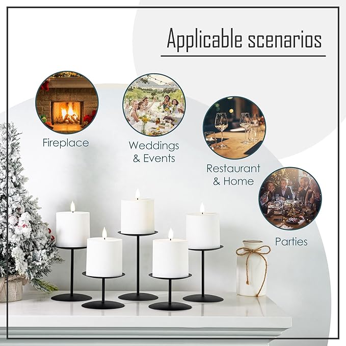 Smtyle Candle Holders for Pillar Candles - Matte Black Christmas Decorations Indoor, Perfect Centerpieces for Tables, Elegant Gift for Home Decorator & Minimalist