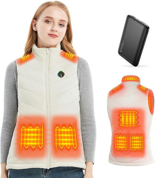 KOVNLO Heated Vest for Women With Battery Pack Included, Smart Button with Light-out Design, Electric Heated Jackets