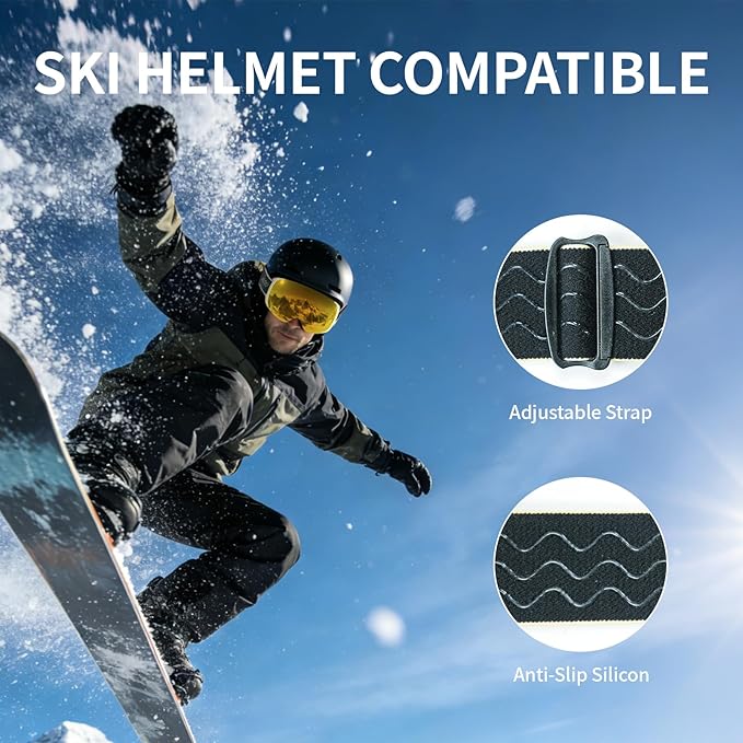 Ski Goggles for Men Women Adult & Youth, OTG Snowboard Goggles Anti Fog, Snow Goggles UV Protection Wide Vision