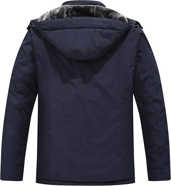 QMP Winter Jackets For Men with Hoode Ski Snow Snowboarding Waterproof Fleece Liner Coats Windproof Raincoat 6 Pockets