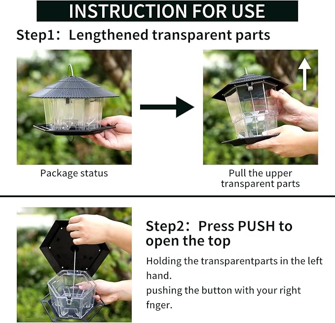 Bird Feeder for Outdoors Hanging,Black Hanging Wild Bird Feeders with S Hook for Blue Bird, Cardinals, Finches,Wild Birds Seed Feeder, As Gift for Bird Lovers