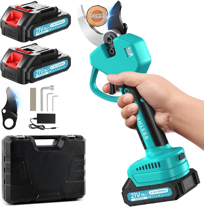 Electric Pruning Shears Cordless Pruner Shears Brushless 2.6 Inch Opening size Compatible with Makita batteries with 2 * 2Ah Battery Pruning Shears Garden Tool for Tree Trimming. Branch Cutter