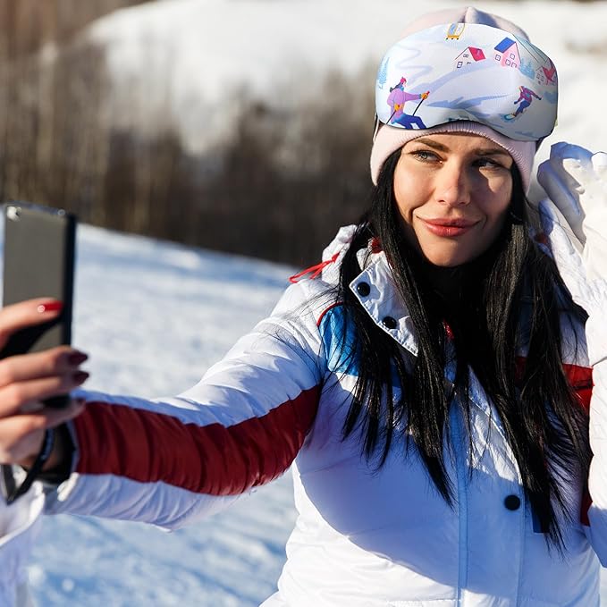 Civaner 4 Pieces Ski Snowboard Goggle Cover Sleeve Goggle Cover Microfiber Protective Lens Scratch Dust Protection for Travel