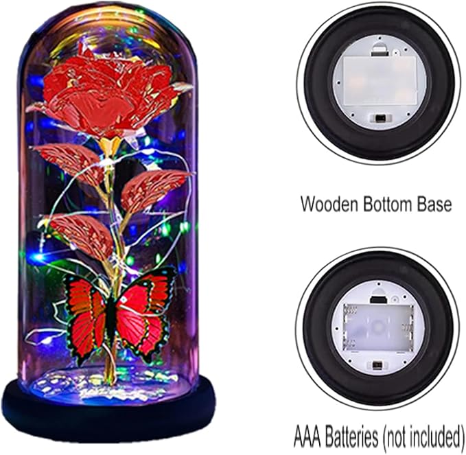 Valentines Day Gifts for Her,Valentines Day Rose Flowers Gifts for Mom Girlfriend Women Wife,Birthday Gifts for Women, Valentines for Her,Glass Flowers Light Up Rose Gifts for Mom, Red Rose